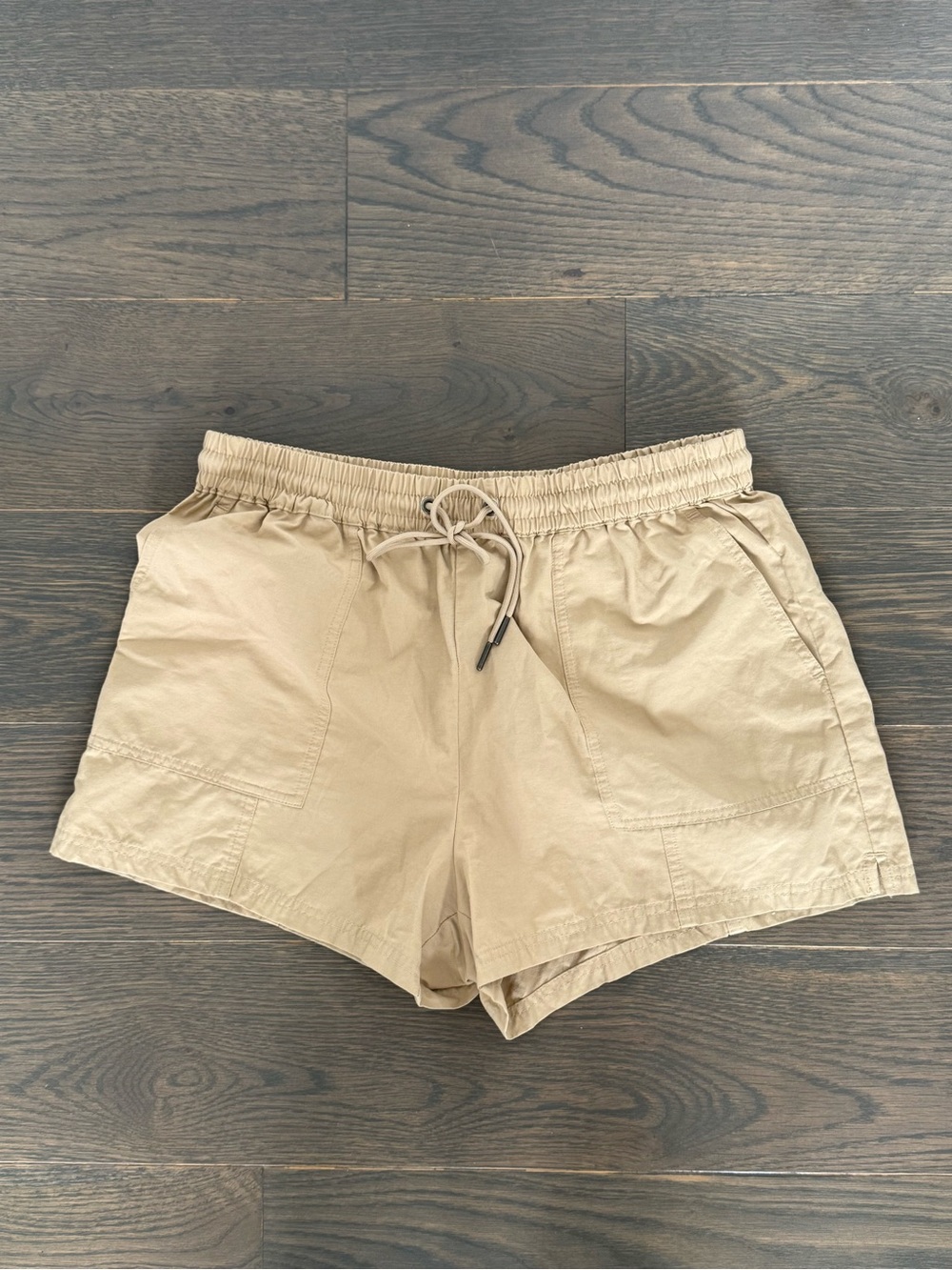 Women's Beige Elastic Waist Athletic Shorts